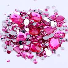 Mix Sizes rose Color Round strass Acrylic Loose Non-Hotfix Flatback Rhinestone Nail Art Crystal Stones For Wedding Decorations 2024 - buy cheap