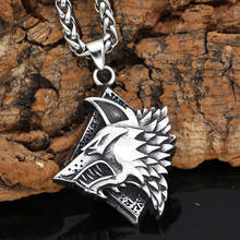 Nordic Viking Geri and Freki Stainless steel Wolf Rune Necklace with Valknut gift bag 2024 - buy cheap