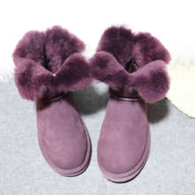 Fashion 2021 Real Sheepskin Women's Winter Classic Snow Boots Genuine Sheepskin Woman Snow Boots Top Quality Shoes 2024 - buy cheap