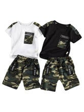 Citgeett Summer Infant Baby Boys Camouflage Print Set Short Sleeve Top Short Pants 2Pcs Suit Casual Set Clothes 2024 - buy cheap