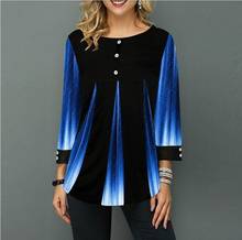 Hot Shirt Women Spring Autumn  O-neck Blouse 3/4 Sleeve Casual Printing Button Female fashion Tops Plus Size Street Shirt 2024 - buy cheap