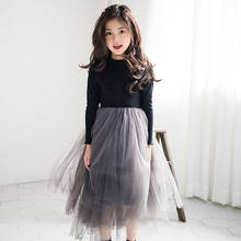 Vestido de princesa infantil feminino, vestido de renda de manga longa fashion para primavera e outono 2020 roupas para crianças de 3-12 anos 2024 - compre barato