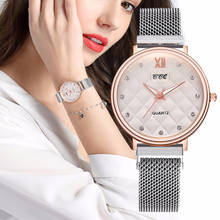 Relógio feminino luxuoso com fivela magnética, aço inoxidável, quartzo, ccq, envio direto 2024 - compre barato