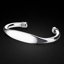 Holiday discounts 925 sterling silver bracelets for women's Minimalist glossy design Engraved bracelets Female charm jewelry 2024 - buy cheap