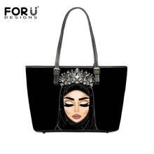 FORUDESIGNS Women's Shoulder Bag Queen Hijab Face Muslim Islamic Girls Print Handbag Travel Storage Shopped Bags Tote Beach Bag 2024 - buy cheap