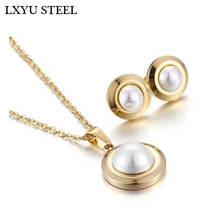 316L Stainless Steel Jewelry Sets Fashion Gold/Silver Color Freshwater Pearl Pendant Necklace Women/Girl Valentine Gift 2024 - buy cheap