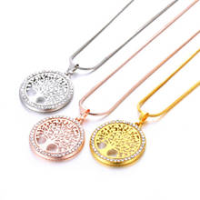 Tree of life Crystal Round Pendant Necklaces Rose Gold Long Sweater Chain Elegant Necklace Fashion Women Party Jewelry 2024 - buy cheap