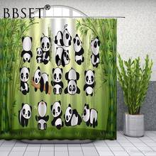 Cute Cartoon Panda Shower Curtain Funny Animal Green Bamboo Pattern Waterproof Multi-size Douchegordijn Kids Bathroom Decor 2024 - buy cheap
