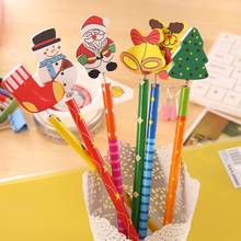 New Kawaii 6pcs/lot Kawaii Christmas HB Wood Pencil Kids Gift Festival Promotion Pencils Kindergarten Prize School Stationery 2024 - buy cheap