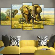 Quadro de parede para sala de estar, arte hd impressa, elefante, tela, animais selvagens, decoração da casa, pintura vintage modular, quadros 2024 - compre barato