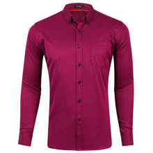 Camisa masculina manga comprida, camisa social para homens de cor sólida com gola virada para baixo, tamanho dos eua, chemise 2024 - compre barato