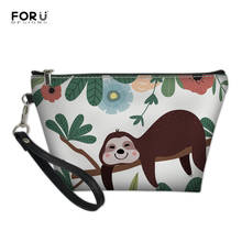 FORUDESIGNS Women Cosmetic Bag for Make Up Cute Sloth Print Travel PU Leather Makeup Small Organizer Cases Girls Wash Pouch 2024 - buy cheap