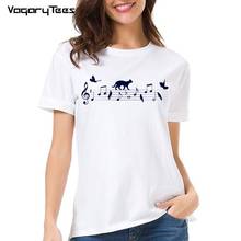 VagaryTees-Camiseta con estampado de gatos y pájaros, divertida camiseta con notas musicales con sonido al vacío para hacer más música, camisetas 2024 - compra barato