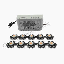 10pcs 3w completo espectro 380-840nm levou + 1pcs 600mA 6-10x3w motorista levou diy 30w levou crescer lâmpada de luz para as plantas 2024 - compre barato