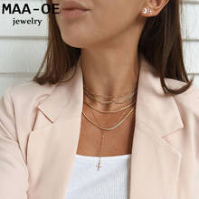 2020 New Fashion Gold Crystal Cross Snake Chain Pendant Necklaces For Women Necklace Multi Level Female Boho Vintage Jewelry 2024 - buy cheap