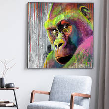 Pintura impresa en lienzo de orangután, mono, chimpé, arte callejero, imagen de gorila para pared, sala de estar, decoración del hogar, póster 2024 - compra barato