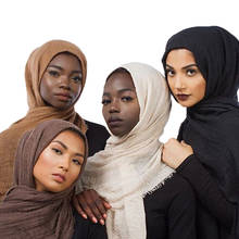 wholesale price 70*180cm women muslim crinkle hijab scarf femme musulman soft cotton headscarf islamic hijab shawls and wraps 2024 - buy cheap