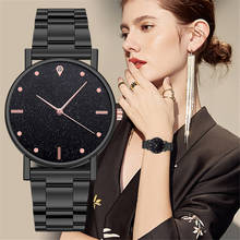 2020 nova venda quente relógio feminino redondo estrelado diamante dial banda de aço inoxidável relógio de pulso de quartzo relógio analógico relogio feminino 2024 - compre barato