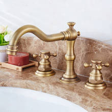 Bronze antigo dupla & três alças torneira da banheira do banheiro deck montado misturador de água quente e fria bacia 2024 - compre barato