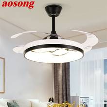 AOSONG-ventilador de techo con lámpara Invisible, luz LED moderna con Control remoto para el hogar, 110V, 240V, nuevo 2024 - compra barato
