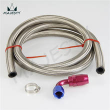 AN10 10-AN STAINLESS STEEL BRAIDED OIL/FUEL HOSE 1FT +90 Degree oil/fuel line blue and red 2024 - buy cheap