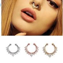 SHUANGR Crystal FashionClicker Fake Septum for Women Body Clip Hoop Vintage Fake Nose Ring Faux Piercing Body Jewelry Wholesale 2024 - buy cheap