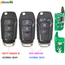 3/4 Buttons Flip Remote Key Fob 315MHz/433mhz ID49 Chip for Ford Fusion Fiesta Mondeo Galaxy MK2 S-Max KA N5F-A08TAA HU101 2024 - buy cheap