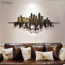 Colgante de estilo Industrial Retro, Mural de letras de hierro tridimensional, decoración de pared para sala de estar, adornos de reflexión de ciudad 2024 - compra barato
