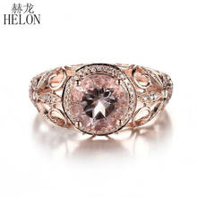 HELON-anillo de compromiso con diamantes de morganita para mujer, sortija de oro rosa de 14 quilates, 14K, 8mm 2024 - compra barato