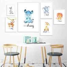 Arte de pared para niños y bebés, impresión en lienzo de dibujos animados de animales, cebra, León, mono, pintura nórdica para dormitorio de niños, cuadro decorativo 2024 - compra barato