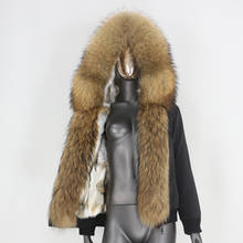BLUENESSFAIR 2020 Bomber Waterproof Parka Winter Jacket Women Real Rabbit Fur Liner Coat Natural Raccoon Fur Collar Outerwear 2024 - buy cheap