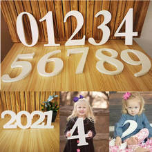 Adornos conmemorativos de números de madera para bebé, accesorios de fotografía para recién nacido, fiesta de cumpleaños, decoraciones para el hogar, 0-9 2024 - compra barato