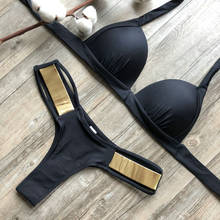 Bikini Bandage con cuello Halter para mujer, traje de baño de dos piezas con Tanga, color negro, 2020 2024 - compra barato