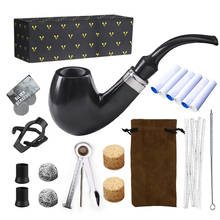 Juego de pipas de ébano negras para hombre, pipa de madera de carbón activado Retro de 9mm, accesorios para fumar, herramientas para fumar, regalos para hombres 2024 - compra barato