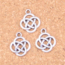 Amuleto de nudo de 18x16mm, colgantes antiguos, joyería de plata tibetana Vintage, bricolaje para pulsera y collar, 20 Uds. 2024 - compra barato