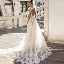 Booma Spaghetti Straps Sleeveless Bohemia Lace Wedding Dresses Boho Bridal Gown Beach Princess Wedding Gown with Long Train 2024 - buy cheap