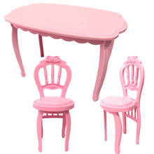 NK 3 Items/Set Doll Accessories 2 Fashion Chairs +1 Modern Table For Barbie Furniture Dining Home Toys Girl Gift  DZ 2024 - buy cheap