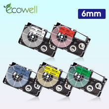 Ecowell 6mm Tape For Casio XR-6WE XR-6X XR-6RD XR-6BU XR-6YW XR-6GN label tape XR-6SR XR-6GD for Casio KL-60 KL-120 Label Maker 2024 - buy cheap