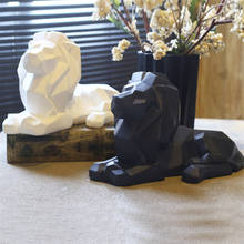 Современная Абстрактная статуя льва в скандинавском стиле, статуэтка животного из смолы, Геометрическая статуэтка, украшение для офиса и рабочего стола, украшение для дома 2024 - купить недорого