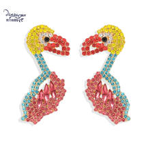 Dvacaman 2020 Summer Colorful Crystal Bird Statement Earrings Women Rhinestone Dangle Drop Earrings Holiday Jewelry Wholesale 2024 - buy cheap