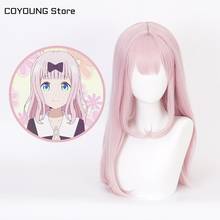 Fujiwara Chika 55cm Pink Long Curls Wig Anime Kaguya-sama:love Is War Heat Resistant Hair Cosplay Costume Wigs + Wig Cap 2020 2024 - buy cheap