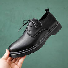 Zapatos de cuero de marca para hombre, calzado Oxford de negocios Vintage, de alta calidad, con cordones, zapatillas negras, planos informales de estilo británico 2024 - compra barato