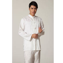 High Quality XXXL Chinese Men's Satin Wu Shu Uniform Long Sleeve Kung Fu Tai Chi Suit Novelty Dragon Wu Shu White  Clothing 2024 - buy cheap