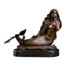 Bronze Antique Mermaid Statue Classical the Sea-maid Sculpture Figurine Art Home Decor Anniversary Gifts 2024 - buy cheap