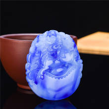 Chinês natural azul branco jade dragão pingente contas colar charme jóias moda acessórios mão-esculpida amuleto presentes 2024 - compre barato