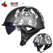 Gxt-capacete retrô de fibra de carbono, para motociclista, com visor, vintage 2024 - compre barato