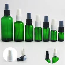 15pcs 10ml 20ml 30ml 50ml 100ml green glass bottle with white black plastic pump 5cc 15cc small cosmetic skincare bottle 2024 - buy cheap