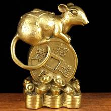 Pure Brass Zodiac Mouse Bronze Copper Mouse Ornament Home Decoration Gifts Rat Figurine Chinese Fengshui Wealth Crafts 2024 - buy cheap