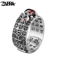 ZABRA 925 Sterling Silver Religion Adjustable Size 7.5 to 11.5 Ring For Women Men Lettering Brave Troops Red Zircon Birthday 2024 - buy cheap