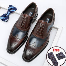 Phenkang Oxford-zapatos de cuero genuino para hombre, Punta puntiaguda con cordones, Oxford, Brogues de vestir, zapatos de plataforma de negocios para boda 2024 - compra barato